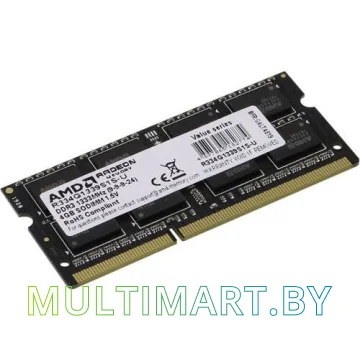 Оперативная память AMD Radeon R3 4GB DDR3 SODIMM PC4-10600 (R334G1339S1S-U)